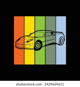Illustration of car with colorful background graphic design