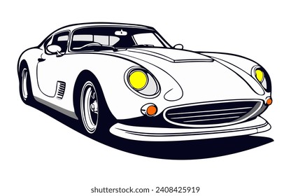 Illustration car Coloring page vector line art for book and drawing. Isolated on white background