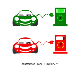 illustration  The car is currently turning to electric power. Instead of oil power Increasingly.
