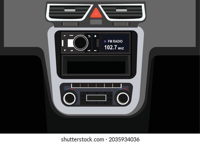 Ilustración del tablero de mandos de automóvil con varios medios. Ilustración plana del vector