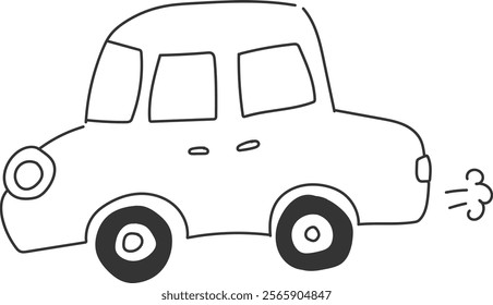 An illustration of a car with distinctive hand drawn lines