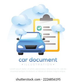 Illustration of car document. Car document design