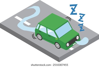 Illustration of a car driver asleep