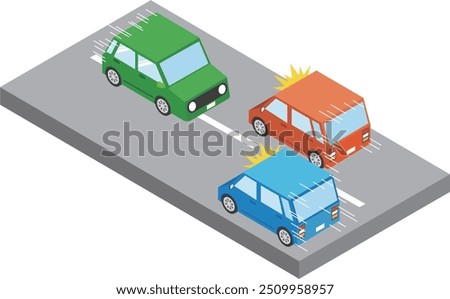 Illustration of a car driving in the wrong direction on a road