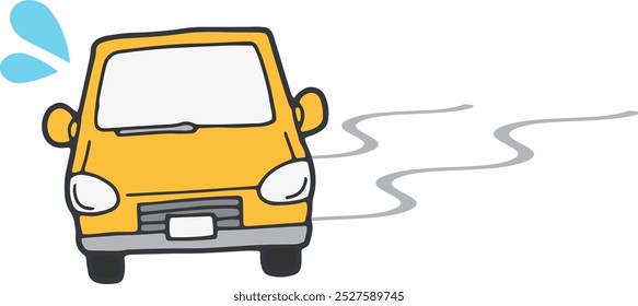 Ilustração de um carro dirigindo ziguezague