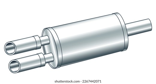 Illustration of a car exhaust muffler 