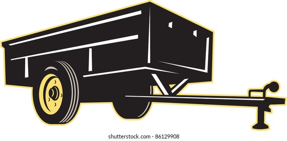 Illustration Of A Car Garden Lawn Utility Trailer Side On Isolated White Background