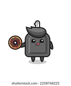 illustration of an car key character eating a doughnut , cute style design for t shirt, sticker, logo element