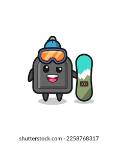 Illustration of car key character with snowboarding style , cute style design for t shirt, sticker, logo element