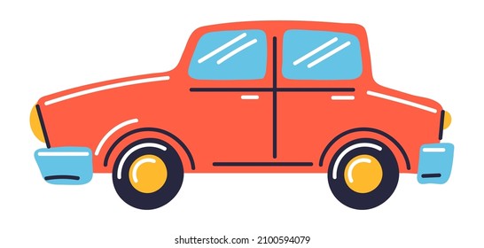 Illustration of car kid toy. Happy childhood symbol. Playing game with friends.