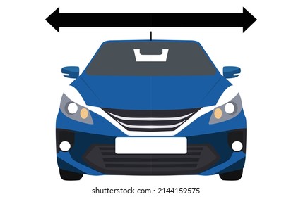 Illustration of a car length and body size. Vector Flat Illustration