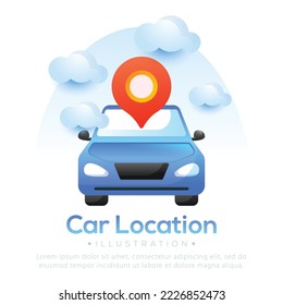 Illustration of car location. Position car illustration design