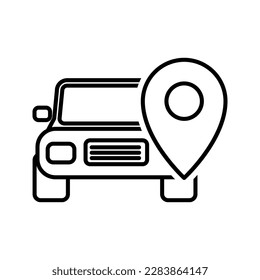 Illustration of car park, car with location pin icon vector