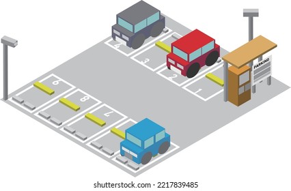 Illustration of a car parked in an isometric coin parking