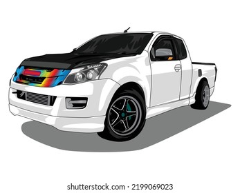 Illustration Car Pickup Truck Drawing Vector 3d