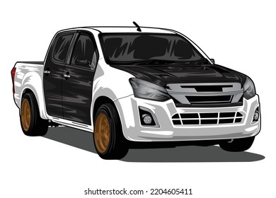 Illustration Car Pickup Truck Drawing Vector 3d