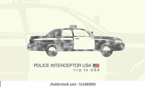 illustration of a car police interceptor USA