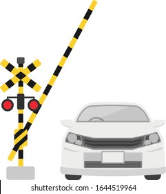 
Illustration Of Car With Railroad Crossing.