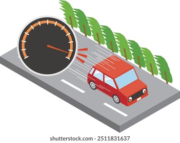 Ilustração de um carro em alta velocidade