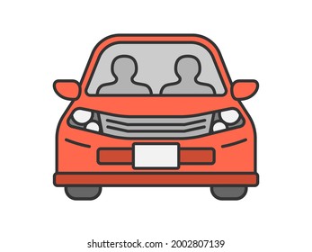 Illustration of a car seen from the front.