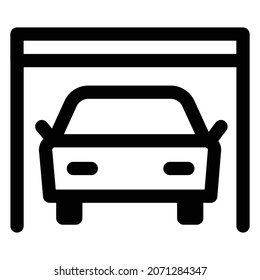 The illustration of a car symbol being parked in a car garage is excellent as is the engine repair and feature addition to the line icon style car. very suitable for websites, apps, billboards, print,
