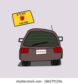 illustration of car tags expired during coronavirus
