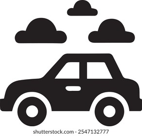 Ilustración de un coche o taxi y la nube