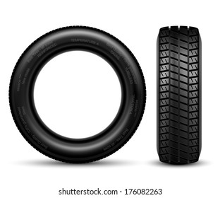 Illustration of car tire isolated on white background. Vector.