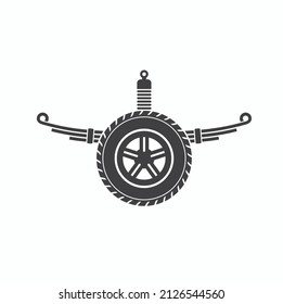 illustration of car wheels and suspension, vector art.