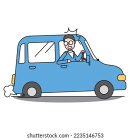 It is an illustration of a car whose tire is flat and does not move.