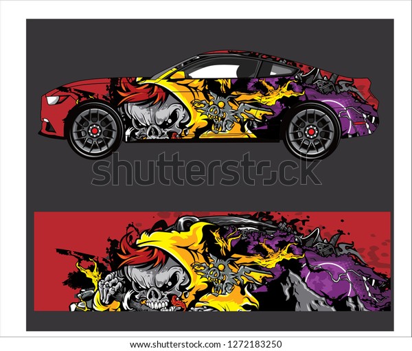 \
Illustration car wrap. \
abstract strip for racing car wrap, sticker, and decal. vector eps\
10 format. -\
Vector
