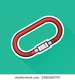 Illustration of Carabiner in Flat Design