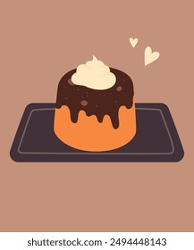 Illustration with Caramel and Chocolate at Jelly Cake