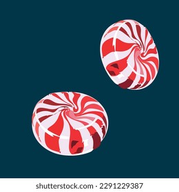 Illustration of a caramel, lollipop, candy on a dark blue background.For your designs of sweets, posters, menus
