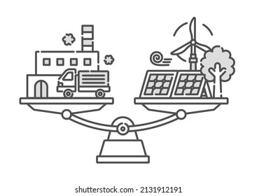 Illustration of carbon neutrality. Renewable Energy.