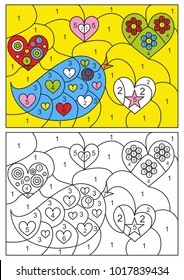 The illustration - card for children to study numbers - to paint with numbers.