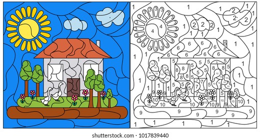 The illustration - card for children to study numbers - to paint with numbers.