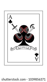 the illustration with the card of clubs - ace.