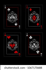 the illustration with the card of clubs, hearts, spades, diamonds - ace.
