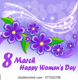 Illustration card Happy Women's Day with a flower