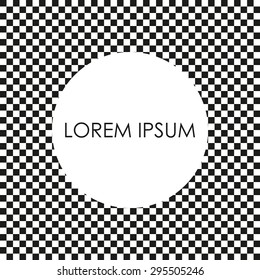 Illustration card on a white background black and white checkerboard circle for your text in a modern style