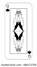 Illustration - card of the queen - with a beautiful woman.