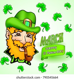 illustration card for St. Patrick's Day and congratulation