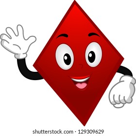 Illustration of Card Suit Diamond Mascot