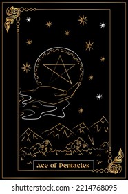 
the illustration - card for tarot - The  Ace of Pentacles.
