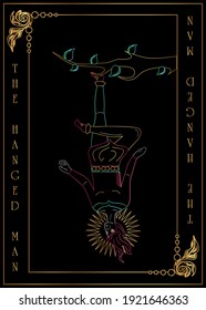 the illustration - card for tarot - the hanged man.