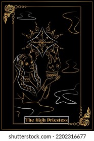 la ilustración - tarjeta para tarot - La alta sacerdotisa.
