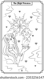 
the illustration - card for tarot - The high priestess card.