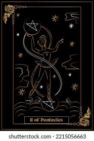 the illustration - card for tarot - The  II of Pentacles.