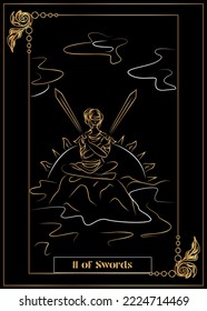 the illustration - card for tarot - II of Swords.